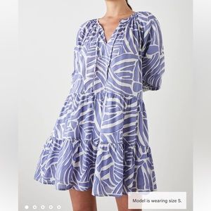 Rails NWT Sia Mini Dress XS Island Waves Blue & White Print on Cotton